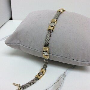 14k Yellow REAL Solid 2 Tone Gold XO Hearts and Kisses Screw Bracelet 8''  16gr